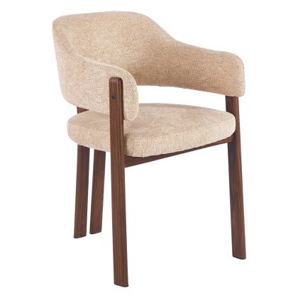 DINING CHAIR DIRENO HM18477.02 BEIGE FABRIC--METAL LEGS IN WALNUT HEAT TRANSFER 57x58x81.5Hcm.