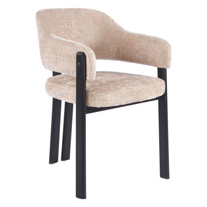DINING CHAIR DIRENO HM18477.12 BEIGE FABRIC--METAL LEGS IN BLACK 57x58x81.5Hcm.