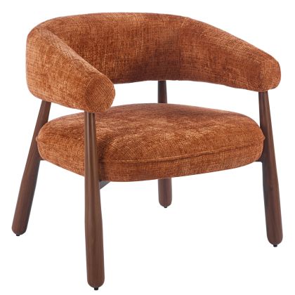 ARMCHAIR KERN HM18478.04 BRICK RED FABRIC--METAL LEGS WALNUT HEAT TRANSFER 70x64x72Hcm.