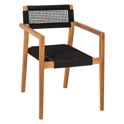 ARMCHAIR CHARLOTTE HM9637.02 TEAK WOOD & BLACK ROPE--B'RATED 59x54x83Hcm.