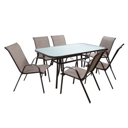 Комплект трапезна маса 7 части Table & 6 Leon с кафяв текст HM5206.02