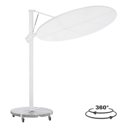 UMBRELLA WITH GROUND BASE SERIES CANNOPY HM21285.02 ALUMINUM & GRANITE--WHITE COLOR Φ2.2m