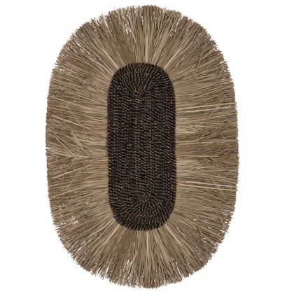 WALL DECOR OVAL MADE OF GRASS AND ABACA FIBERS IN NATURAL-BLACK COLOR 50x5x75Hcm.HM7794
