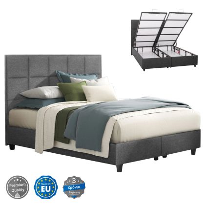 BED ALBA HM626.01 GREY FABRIC STORAGE SPACE 160X200