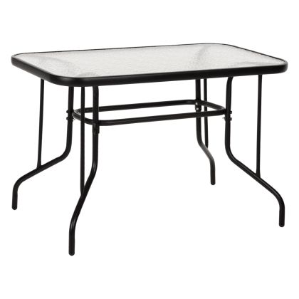 OUTDOOR METALLIC TABLE ADAM HM5020.03 BLACK WITH REINFORCED GLASS TOP 110Χ60Χ71Hcm.