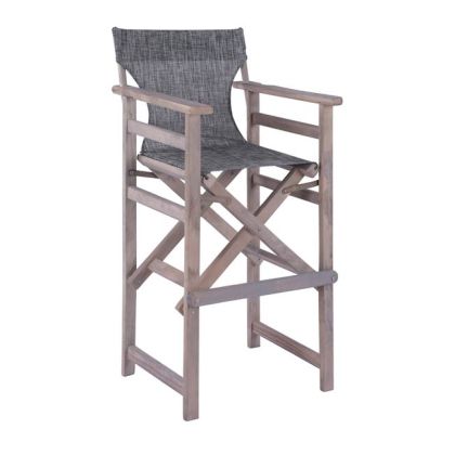 Director's Bar Stool Grey Impregnation Limnos with grey textline HM10560.10 58x55,5x117 cm.