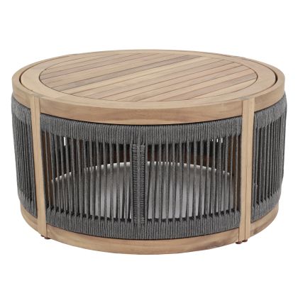OUTDOOR ROUND COFFEE TABLE SERIES MORMONT HM6262.02 ACACIA WOOD IN NATURAL-GREY ROPE Φ60x40Hcm.
