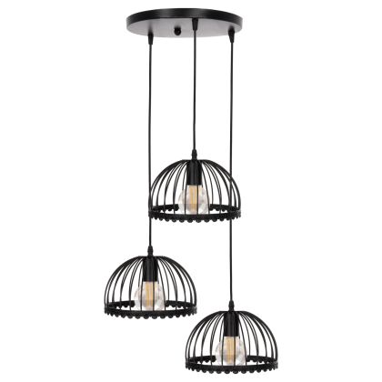 ЛАМПА 3-СВЕТЛИНИ-ЧЕРНИ МЕТАЛНИ КАПАЧКИ КАТО ЧАДЪРИ Φ22x123Hcm.