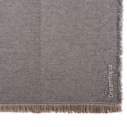 SOFA COVER-THROW WITH FRINGES DREAMTOPIA HM12164.02 IN DARK GREY COLOR 178X178cm.