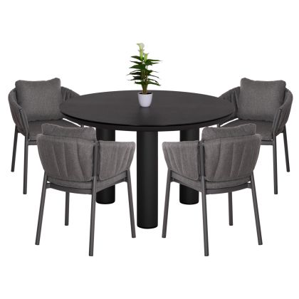 OUTDOOR DINING SET 5PCS SHANKS HM11002.01 ALUMINUM & OLEFIN CUSHION COVERS---GREY