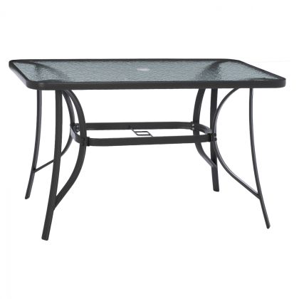 OUTDOOR TABLE BRAVO GREY METAL GLASS TOP WITH UMBRELLA HOLE 120Χ70Χ72Hcm.HM5021.11