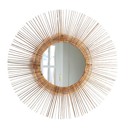 MIRROR ROUND WITH COCONUT STICKS FRAME NATURAL COLOR Φ85cm.HM7733