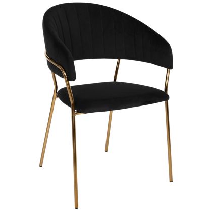 ARMCHAIR THEODORE HM8520.04 BLACK VELVET AND GOLDEN FRAME 55Χ50Χ82Hcm.