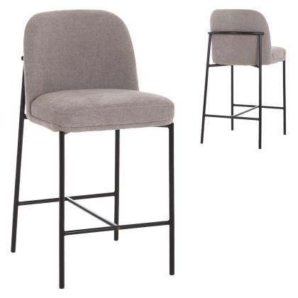 BAR STOOL MED.HEIGHT MANIDO HM18427.01 GREY FABRIC--BLACK METAL FRAME 45x55x92Hcm.