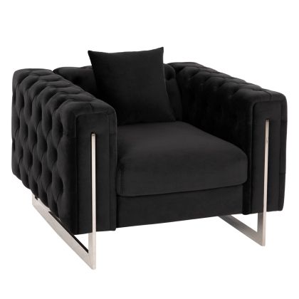 ARMCHAIR t.CHESTERFIELD MOBAR HM3261.04 VELVET BLACK-METAL LEGS 99x86,5x77Hcm.