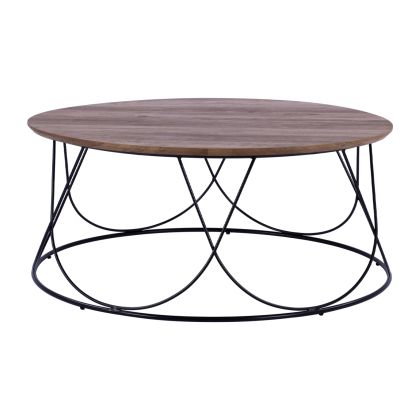Маса за кафе ZENA с MDF плот и метална черна рамка Φ90x40Ηcm.ΗΜ8690