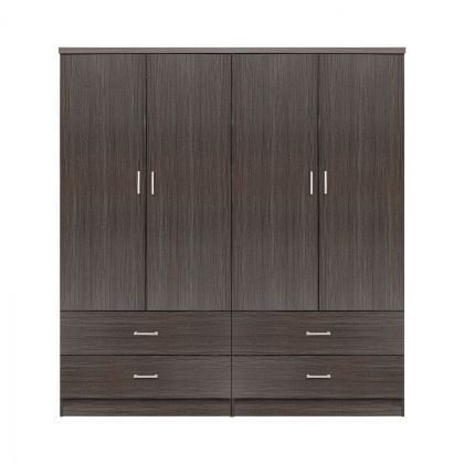 Set 2 pieces Wardrobe 4 leaf with 2 drawers Zebrano 160x42x181 HM11349.01