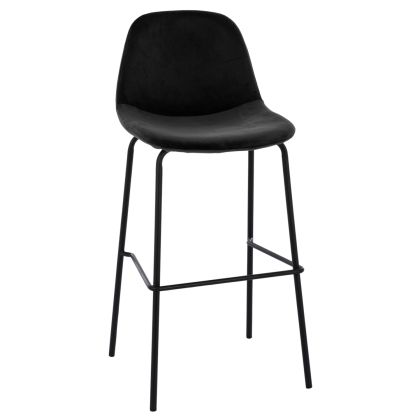 STOOL VINCENT HM8579.14, VELVET BLACK, METAL FRAME 56,5x47x106 cm.