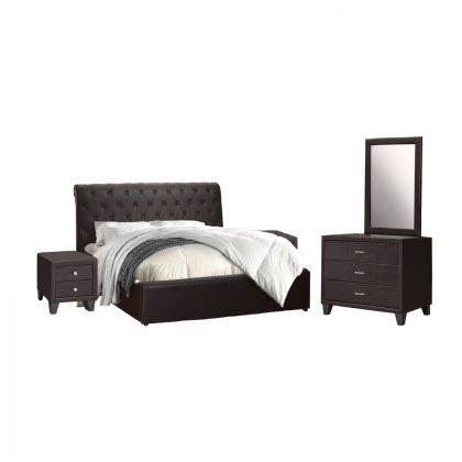 Set Bedroom 4 pieces Chesterfield Dark Brown HM11268.01