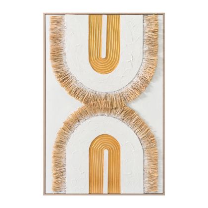 WALL PAINTING 3D HM4537.01 WITH BEIGE PS FRAME-WHITE CANVAS-HANDMADE 80x3,5x120Hcm.
