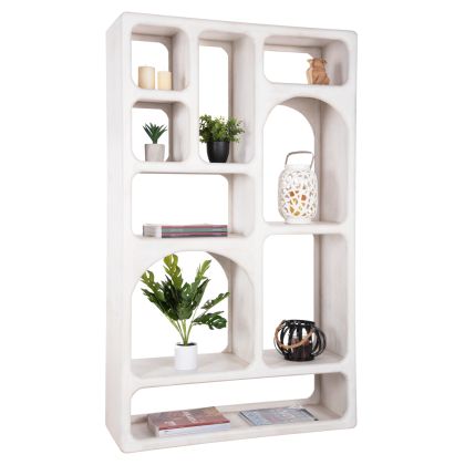 BOOKCASE HANDYR HM9707 SOLID MANGO WOOD IN WHITE COLOR 100x35x165Hcm.