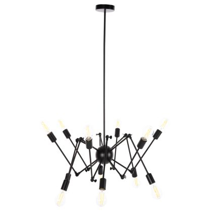 ВИСУЛКА ЗА ТАВАН 12-СВЕТЛИНИ -ЧЕРНИ МЕТАЛНИ СЪГЛЕДНИ РАМЕНА Φ92x120Hcm.