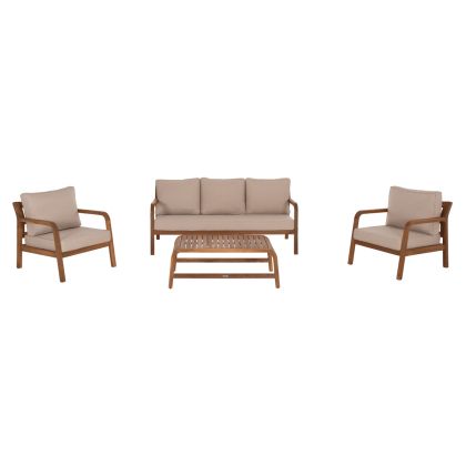 OUTDOOR LOUNGE SET 4PCS PORTIA HM6534 ACACIA WOOD--CUSHION COVERS IN LIGHT BEIGE