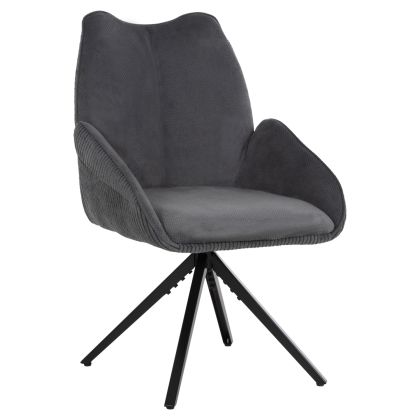 DINING ARMCHAIR SHAI HM9844.03 GREY FABRIC-BLACK METAL BASE 61x63x93Hcm.