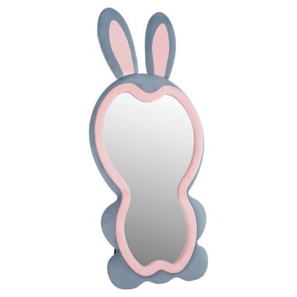 KIDS' FLOOR STANDING MIRROR BUNNY HM4489.02 MDF IN PINK & BLUE- BLACK STAND 80x162Hcm.