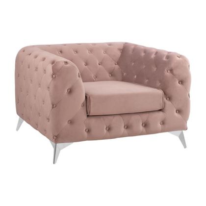 ARMCHAIR ALBERT DUSTY PINK VELVET HM3130.05 120Χ88Χ74cm.