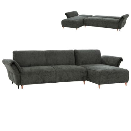 CORNER REVERSIBLE SOFA-BED MAILO-GREEN FABRIC-METAL LEGS 300x145x80Hcm.