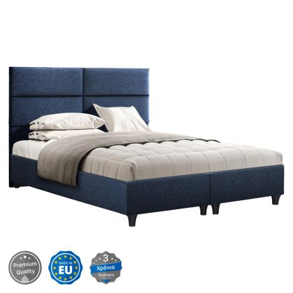 Hm616.08 bed, blue fabric, for mattress 160x200, headboard, with 2 underlays instead of bed boards