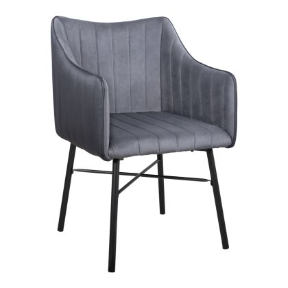 Armchair Allysa HM8518.01 Velvet Dark Grey and Black PU 57x58x88cm