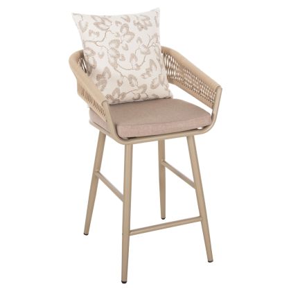 BAR STOOL ALUMINUM CAMDEN HM6142.04 BACK CUSHION WITH PRINT PATTERN-CAPPUCCINO 56x63x110Hcm.