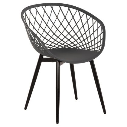 КРЕСЛО ARIADNE HM8001.30 СИВ ПОЛИПРОПИЛЕН-ЧЕРНИ МЕТАЛНИ КРАКА 63x56x80Hcm.
