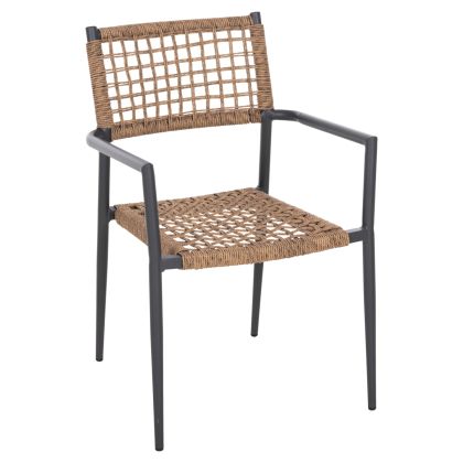 ARMCHAIR TRILAN HM6044.03 ALUMINUM IN ANTHRACITE-SYNTHETIC RATTAN IN NATURAL 57x59x85Hcm.