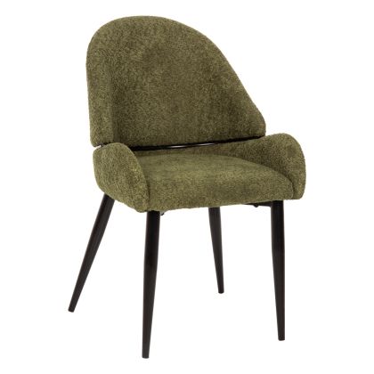 CHAIR SARKY HM8585.03 BOUCLE GREEN FABRIC-BLACK METAL LEGS 55x62x89Hcm.