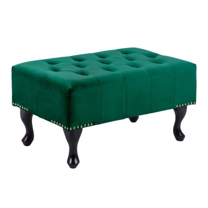 Табуретка за крака Cypress Green Velvet Type Chesterfield Emma HM226.03 80x45x40cm