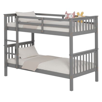 BUNK BED FOR CHILDREN LANTAI HM682.05 PINE WOOD IN GREY-MATTRESSES 190x90cm