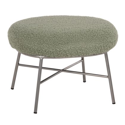 ТАБУРЕТКА TRUDI - БУКЛЕ ШАМ ФЪСТЪСЪК ЗЕЛЕН- СРЕБРИСТА МЕТАЛНА ОСНОВА 56x47x40Hcm.