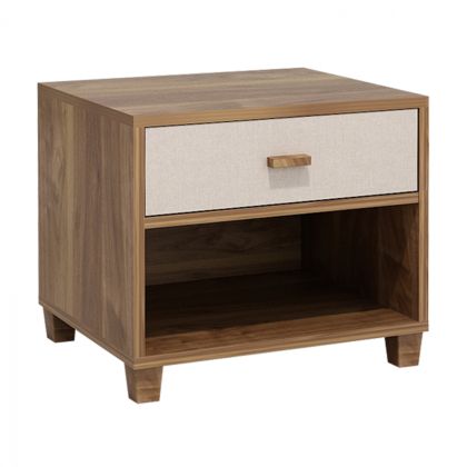 KOTON BEDSIDE TABLE HM2319 IN WALNUT & BEIGE SHADE 56Χ41Χ44Υ cm.