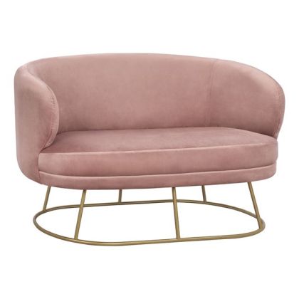 SOFA 2 SEATS HM8492.02 FROM VELVET DUSTY PINK WITH GOLDEN BASE 125X80X84Y cm.