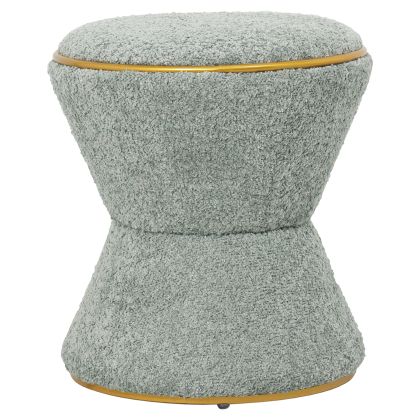 STOOL ROUND LINNER HM9604.15 BOUCLE FABRIC PISTACHIO GREEN-GOLD DETAIL Φ38,5x43Hcm.