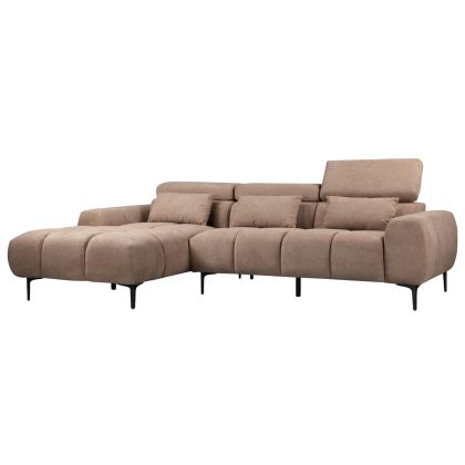 CORNER SOFA LEFT DIVYA HM3267.01L SYNTHETIC SUEDE IN LIGHT BROWN 264x175x99Hcm.