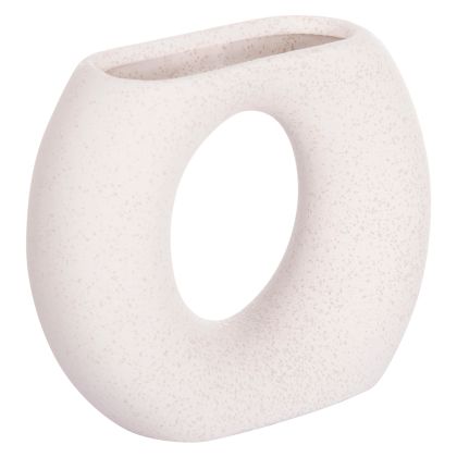 CERAMIC TABLE DECOR ELLIPTO HM4646.01 OFF WHITE WITH CRYSTALLIZATION 18x6.5x14Hcm.