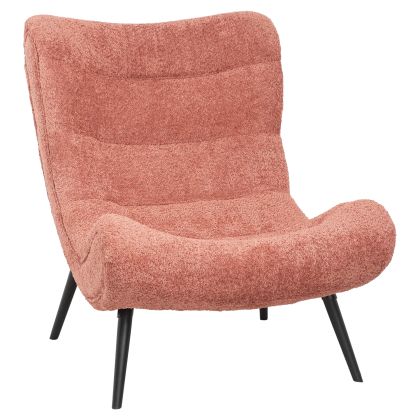 ARMCHAIR BRYM HM9605.02 PINK BOUCLE FABRIC-BLACK WOODEN LEGS 97x80x100Hcm.