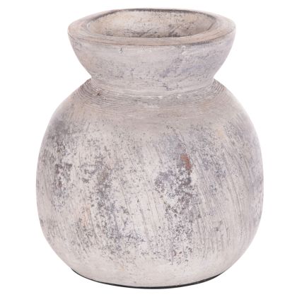 DECORATIVE TABLE VASE VERMO HM4396 TERRACOTTA IN LIGHT GREY Φ18x19Hcm.