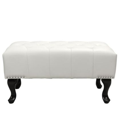 Tambour Табуретка за крака T.chesterfield Emma - PU бял мат 