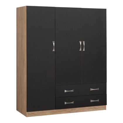 Wardrobe 3 Doors Carly HM384.04 with 2 drawers Sonama-Grey 150x55x180cm