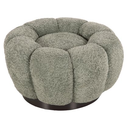 ТАБУРЕТКА KRIPP - ШАМ ФЪСТАЧКО ЗЕЛЕНО БУКЛЕ-ЧЕРНА МЕТАЛНА ОСНОВА Φ60x31Hсм.